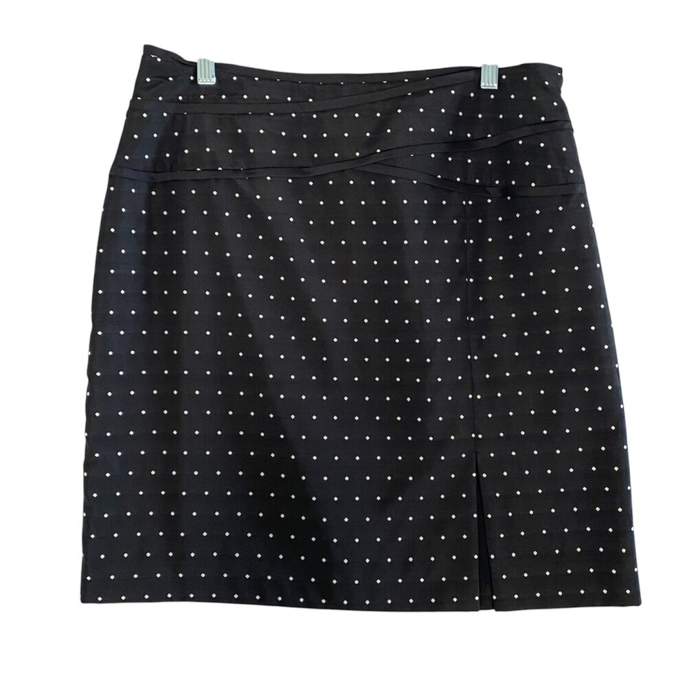Antonio Melani Women's Pencil Midi Skirt Size 12 Black Polka Dot Lining‎